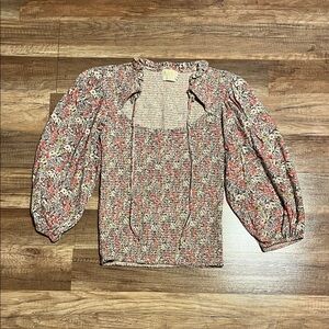 Nation LTD Red and Cream Floral Blouse